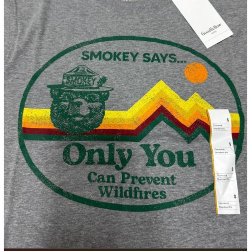Goodfellow & Co Smokey Bear Graphic T Shirt Small NWT Only You Wildfires - Picture 2 of 5